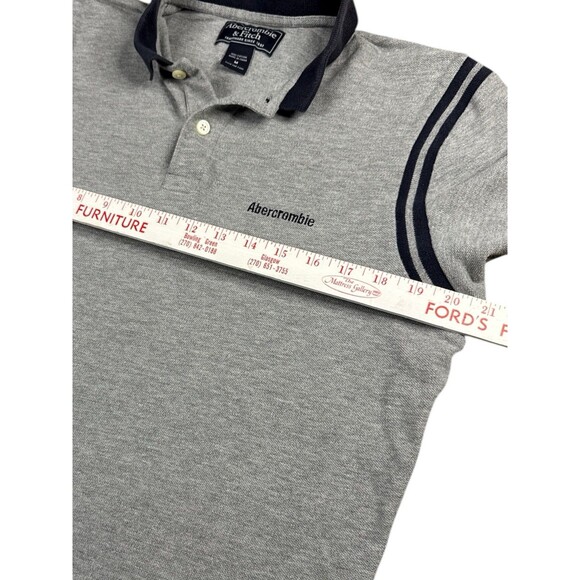 Vintage Abercrombie & Fitch Men’s Gray Navy Polo Embroidered Logo Hi Low Hem Y2K - Picture 5 of 6
